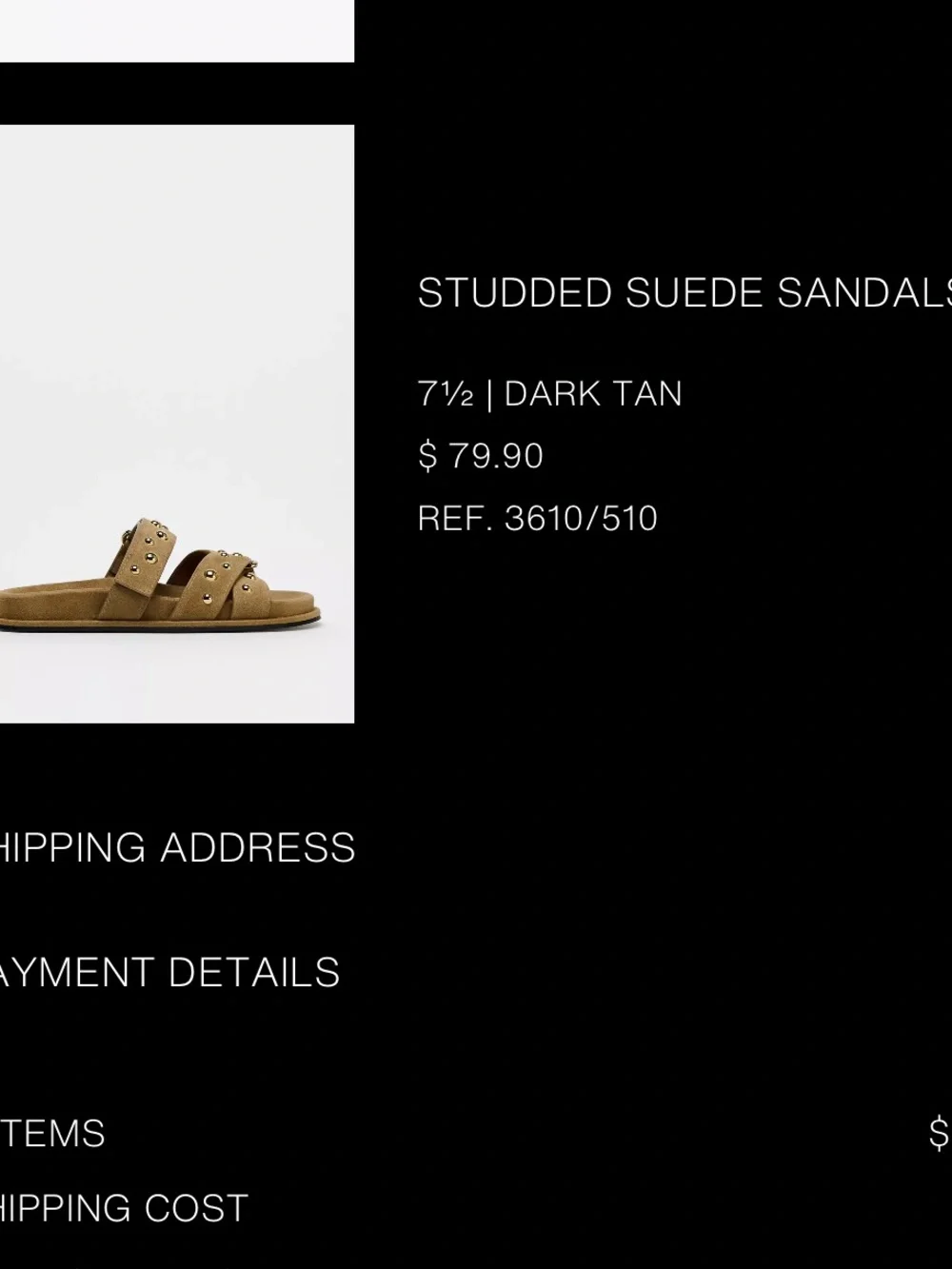 Zara Gold Studded Suede Slide Sandals - Picture 5 of 5